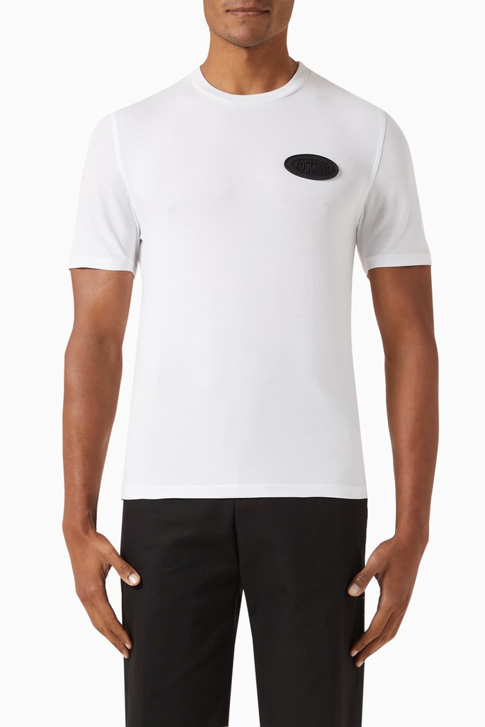 

Silicone Logo Patch T-shirt in Cotton Jersey, White