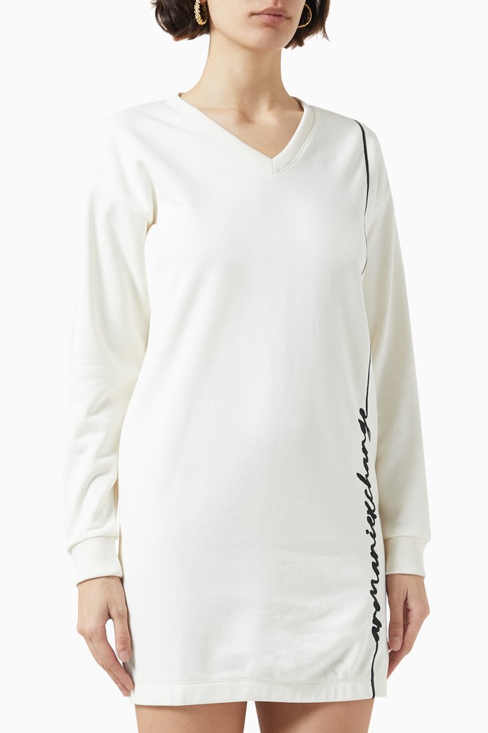 

Logo-embroidered Mini Dress in Cotton-blend, White