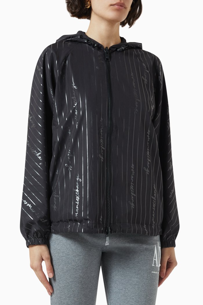 

All-over Logo Hooded Jacket, Black