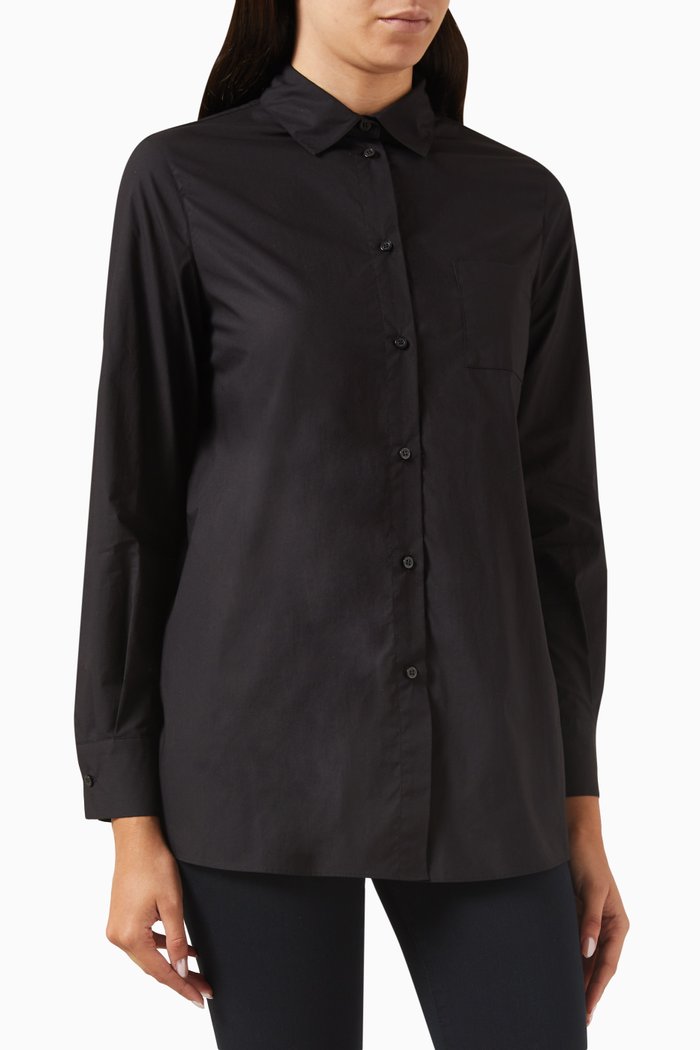 

Pleated-back Shirt in Cotton-poplin, Black
