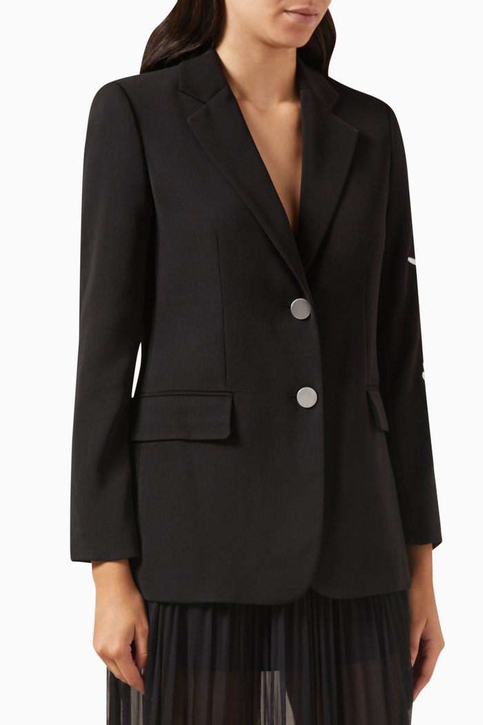 Script Logo Blazer in Crepe, Black