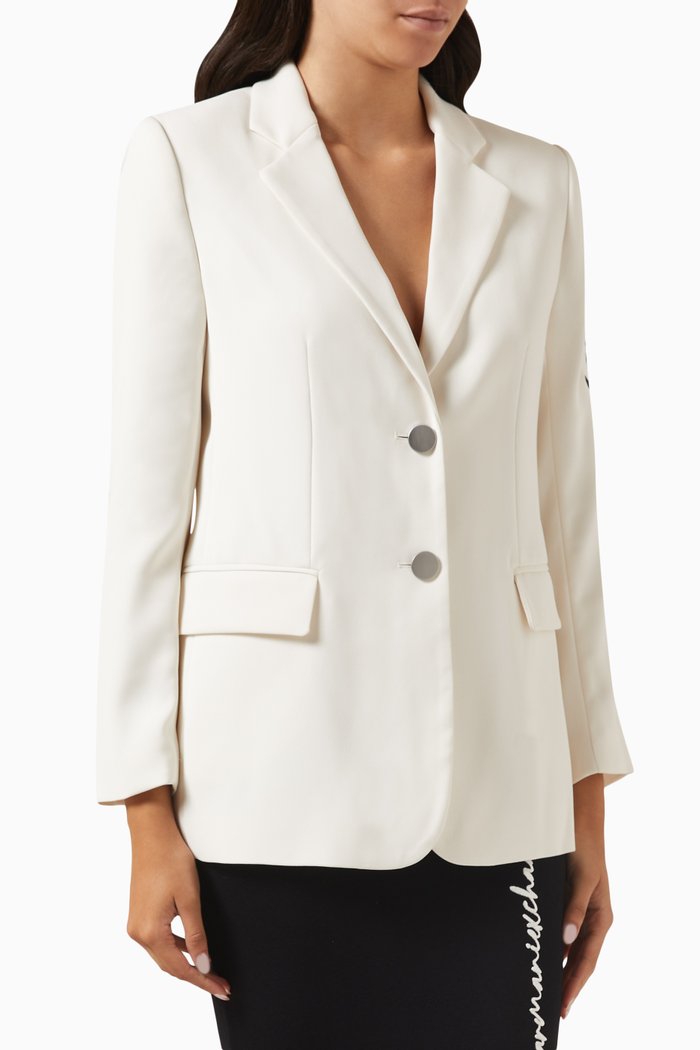 

Script Logo Blazer in Crepe, White