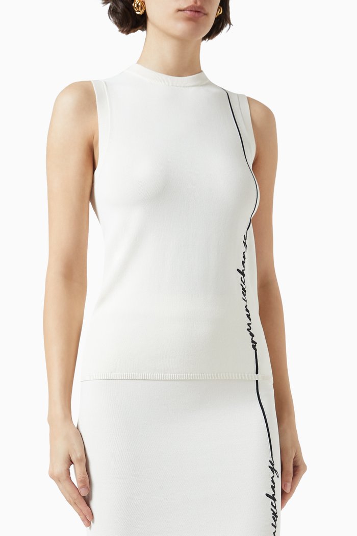

Logo-embroidered Top in Stretch-knit, White