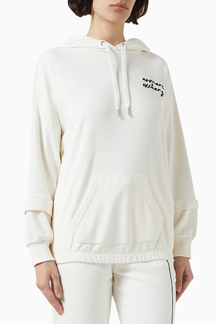 

Logo-embroidered Hoodie in Cotton-blend, White