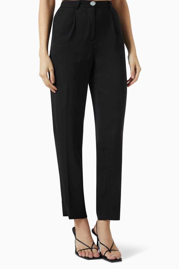 

Logo-embroidered Tapered Pants, Black