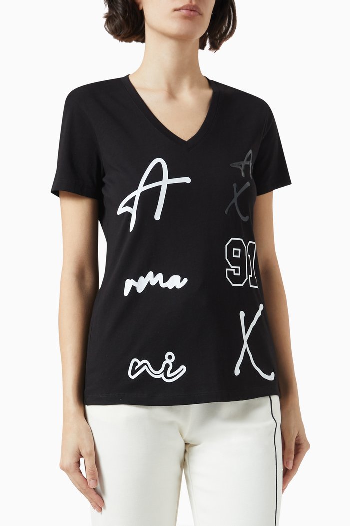

AX Logo T-shirt in Cotton-jersey, Black
