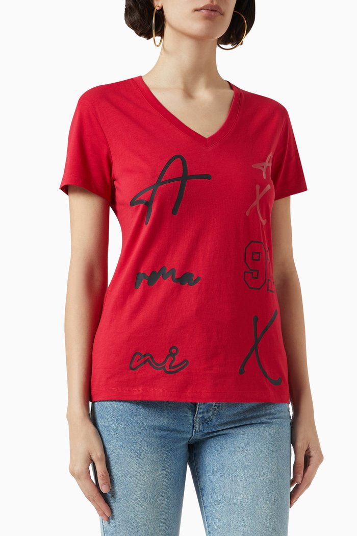 

AX Logo T-shirt in Cotton-jersey, Red