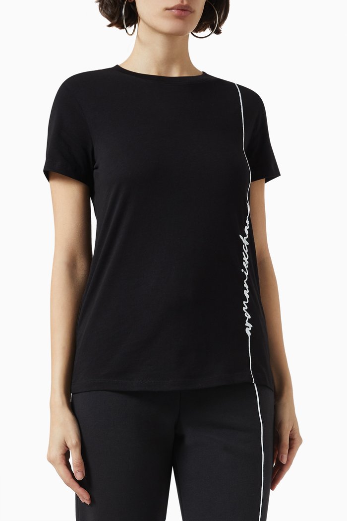 

Logo-embroidered T-shirt in Cotton-jersey, Black