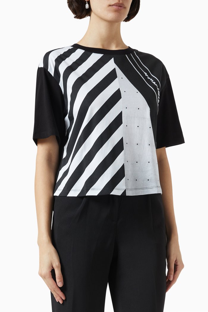 

Logo Crop T-shirt in Cotton-jersey, Black