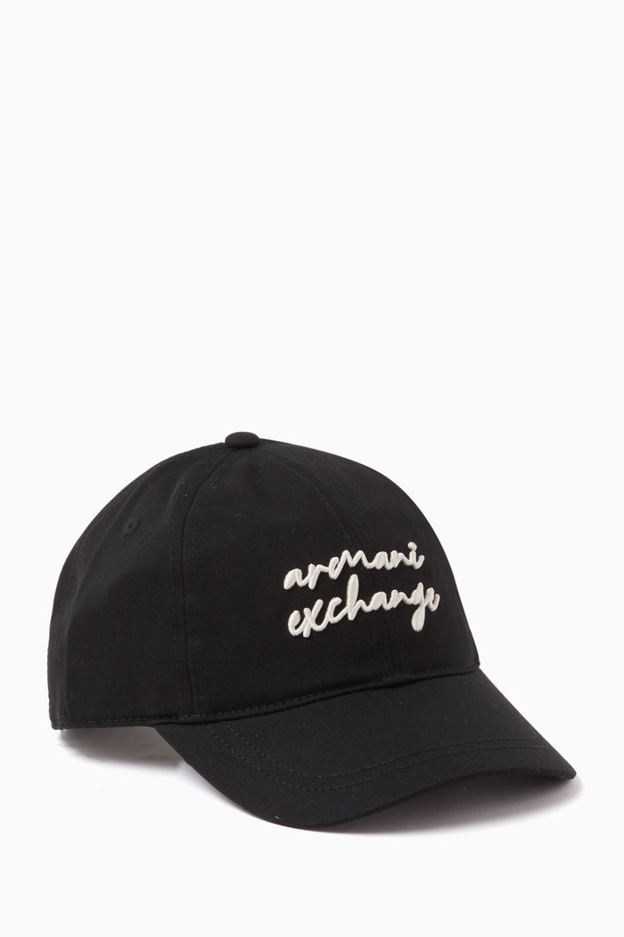 

AX Lettering Logo Baseball Hat in Twill, Black