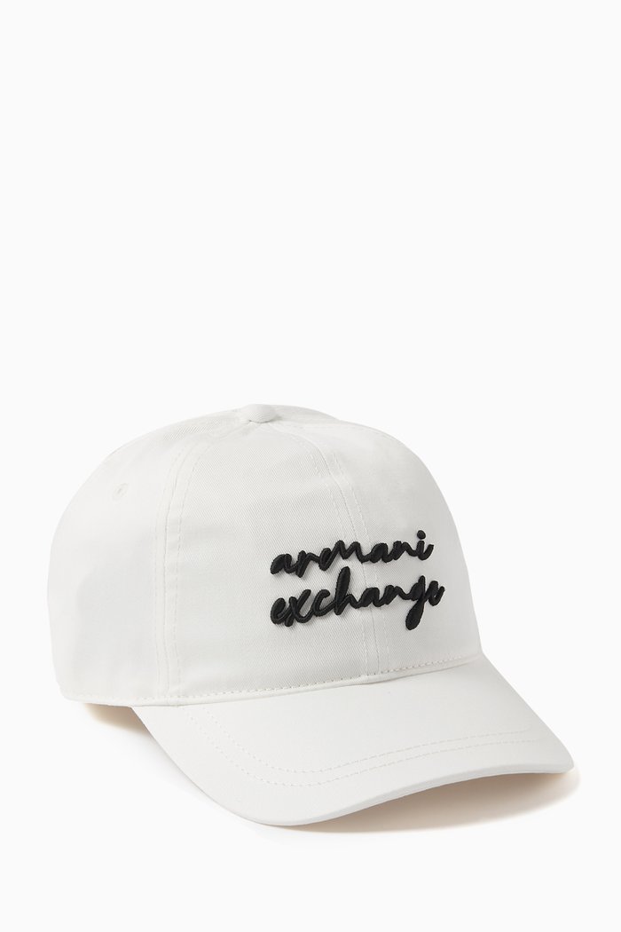 

AX Lettering Logo Baseball Hat in Twill, White