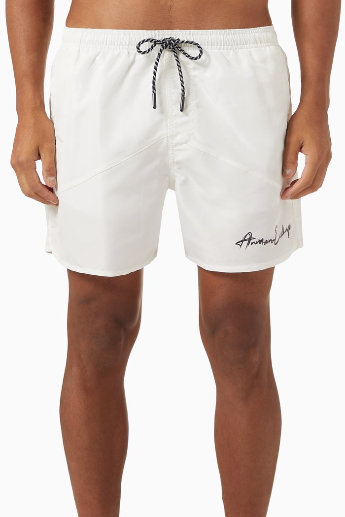 

Signature Logo Swim Shorts in Nylon, White