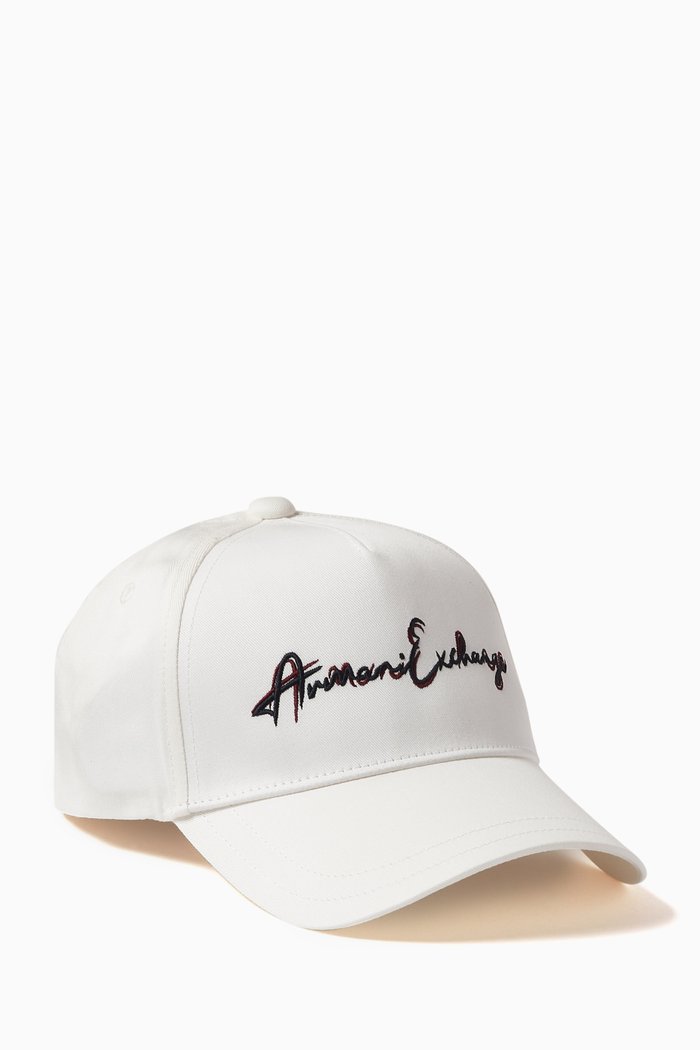 

Signature Logo Baseball Cap in Twill, White