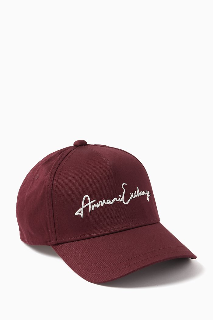

Signature Logo Baseball Cap in Twill, Burgundy