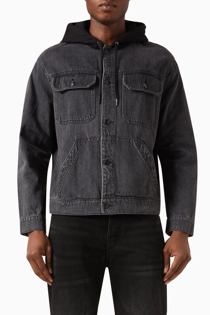 

Hooded Jacket in Denim, Black