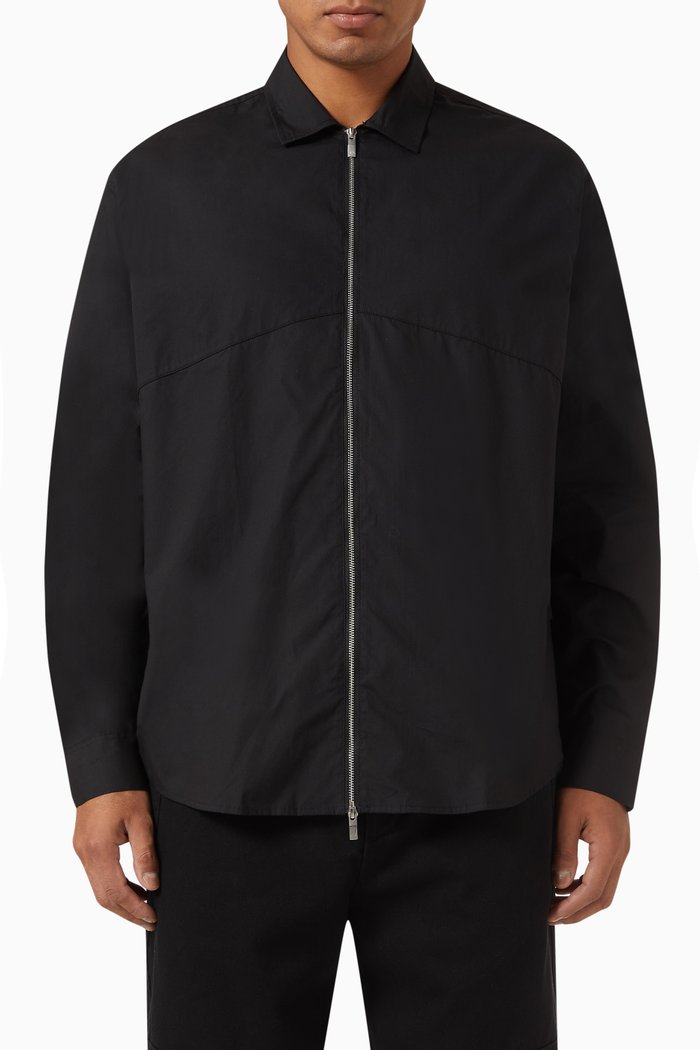 

Zip-up Shirt in Nylon, Black