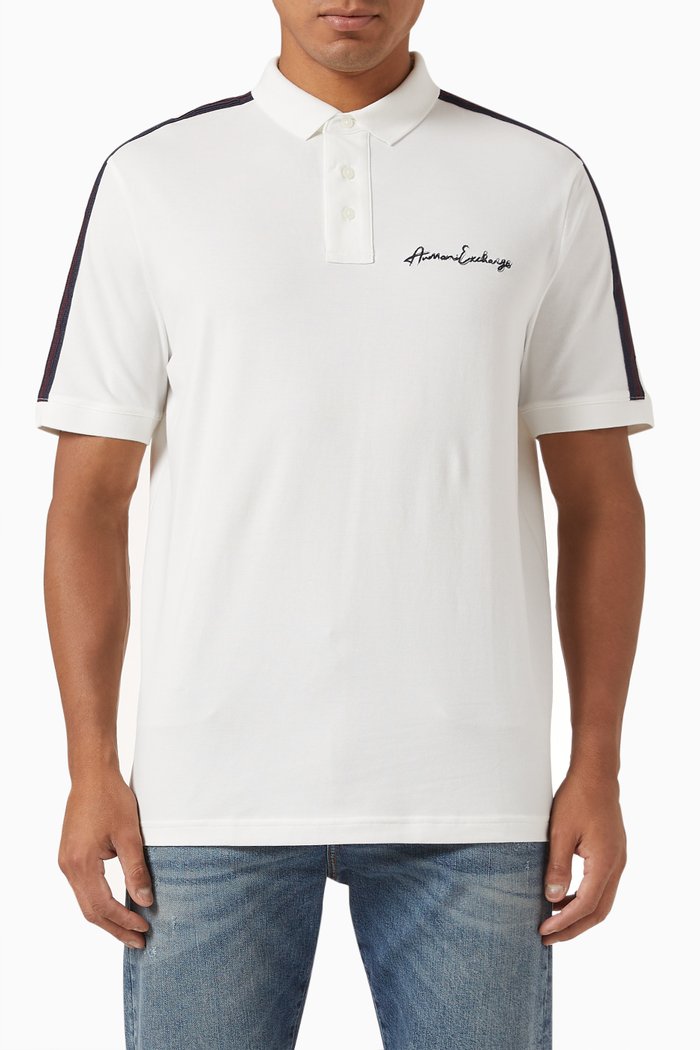 

Signature Logo Polo Shirt in Cotton Piqué, White