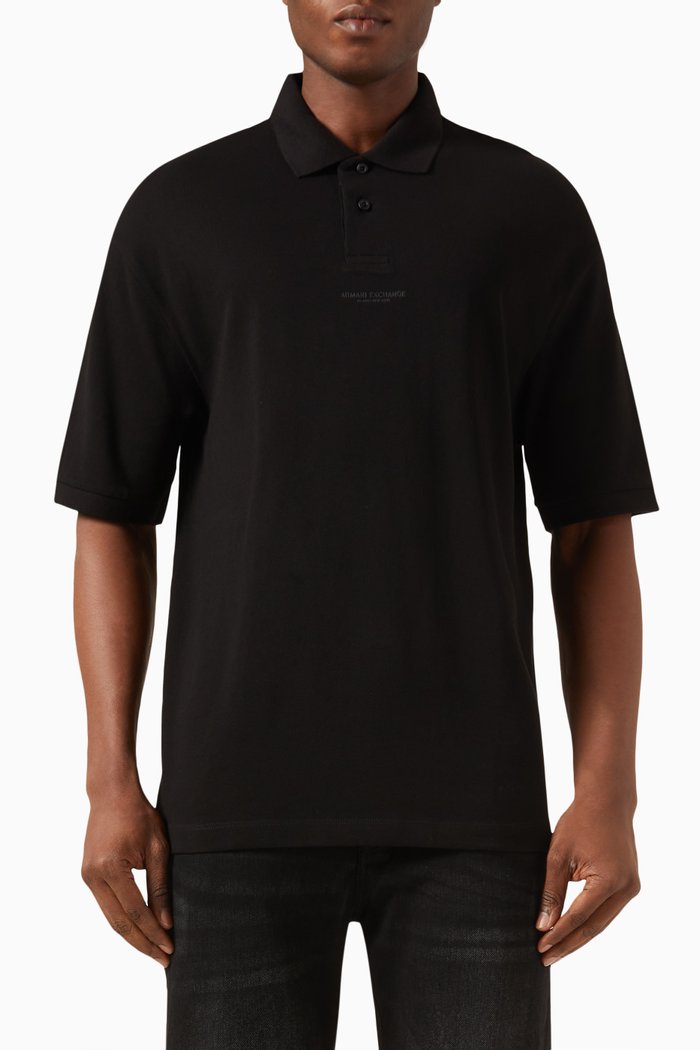 

Polo Shirt in Cotton Piqué, Black