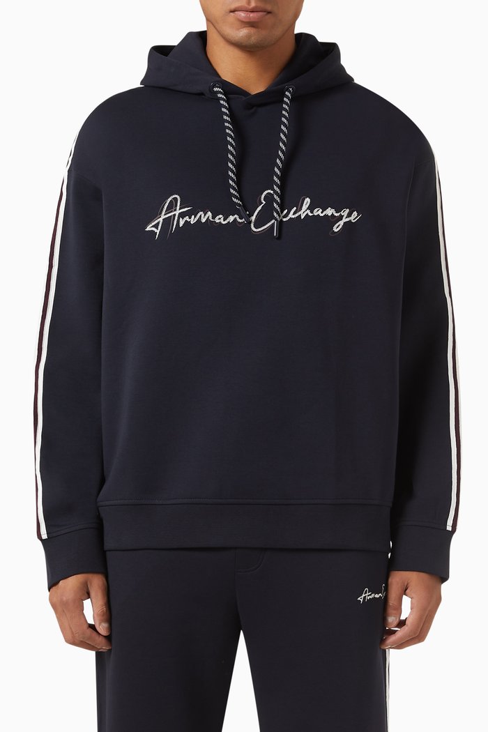 

Signature Logo Hoodie in Fleece, Blue