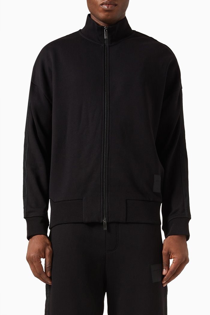 

Zip-up Sweatshirt in Cotton, Black