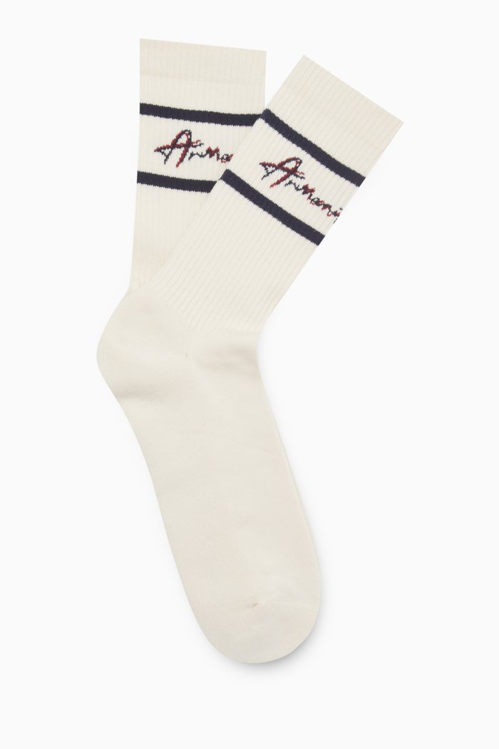 AX Logo Socks in Cotton, White