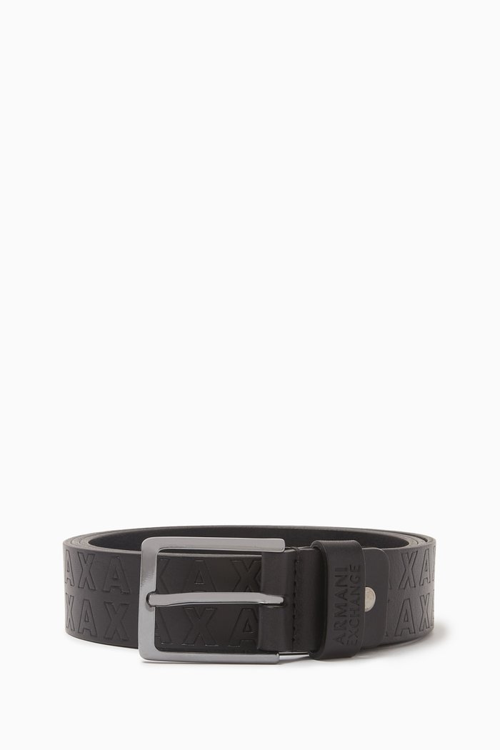 

AX Logo-embossed Belt in Leather, Black