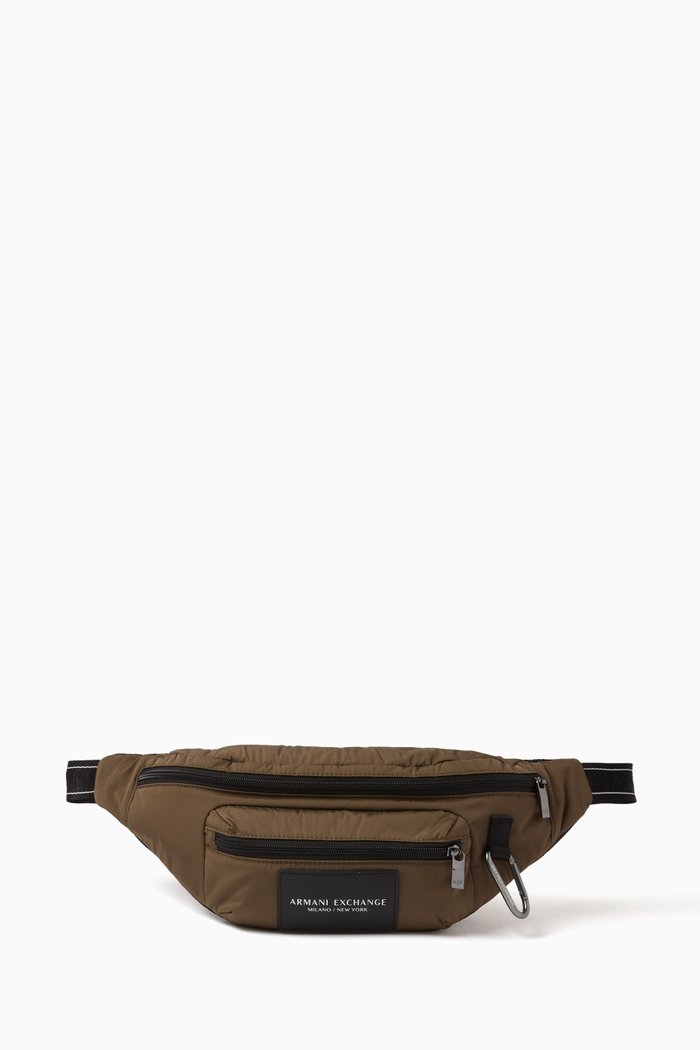 Logo Waist Bag in Nylon, Brown