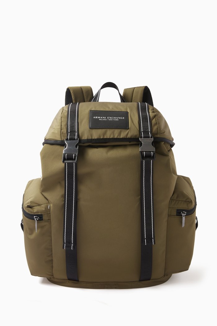 

AX Logo Backpack in Nylon, Brown