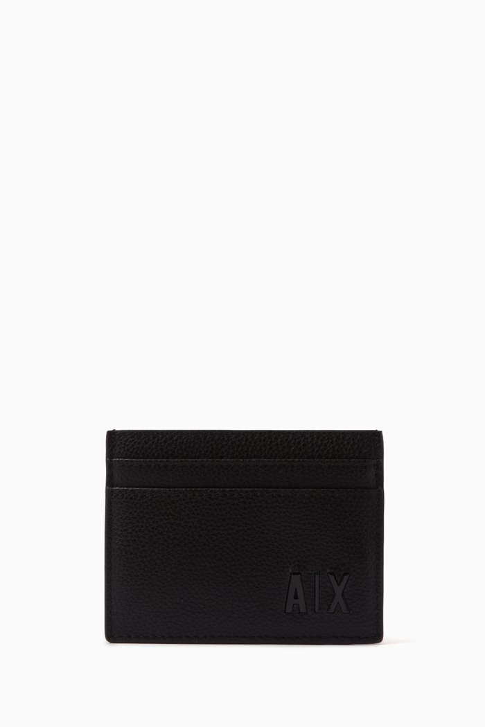 

Logo Tape Credit Card in Leather, Black