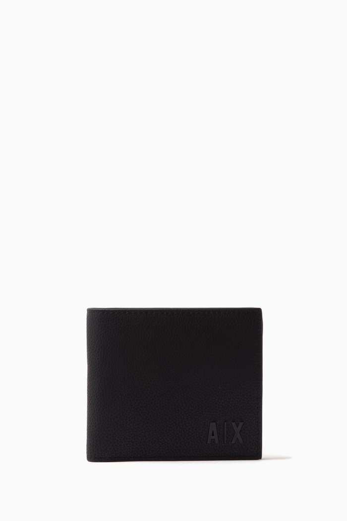 

Logo Bifold Wallet in Leather, Black