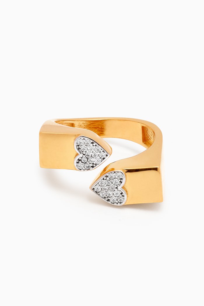 

Double Heart Ring in 24kt Gold-plated Sterling Silver