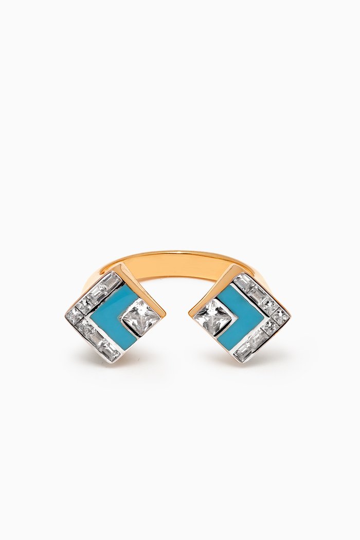 

Opposites Attract Ring in 24kt Gold-plated Sterling Silver, Blue