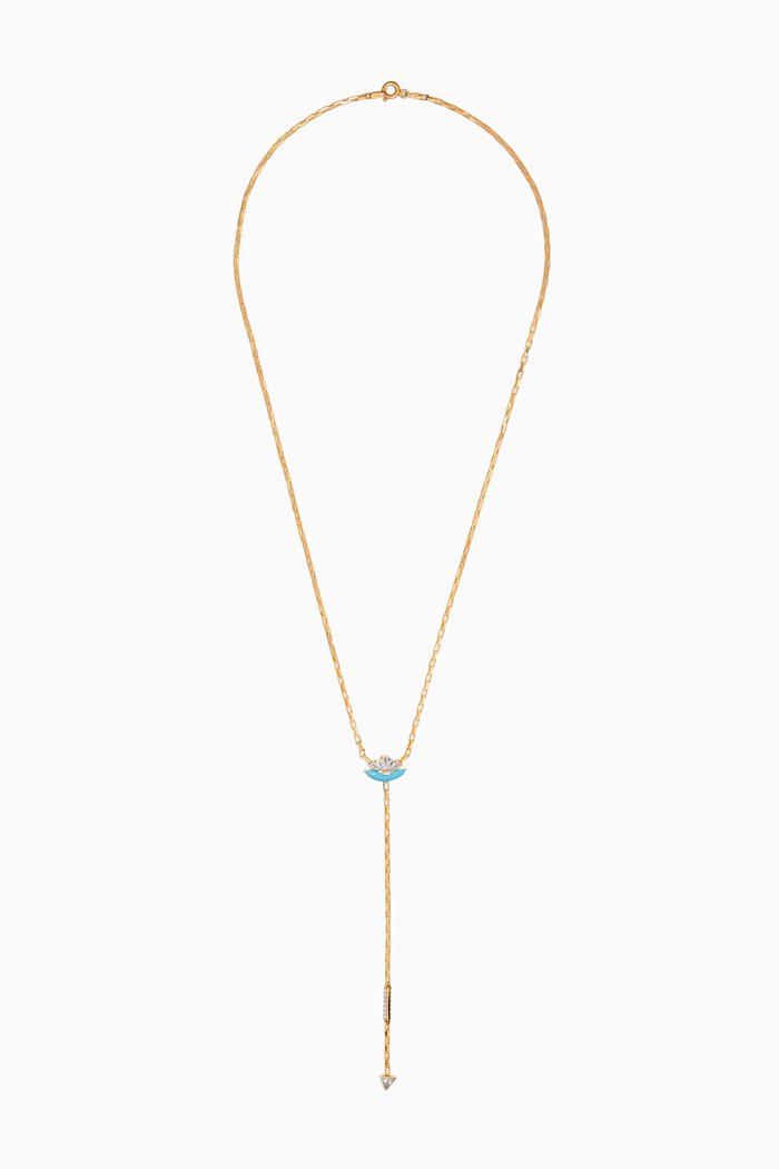 

Chasing Lariat Necklace in 24kt Gold-plated Sterling Silver, Blue
