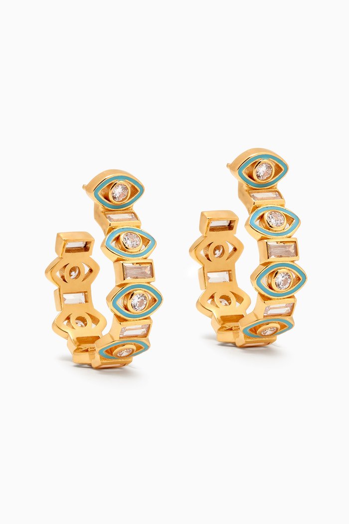 

Sea Ya Hoops Earrings in 24kt Gold-plated Sterling Silver, Green