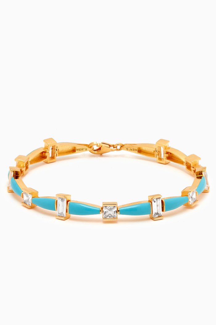 Feelin The Glow Enamel Bracelet in 24kt Gold-plated Sterling Silver, Blue