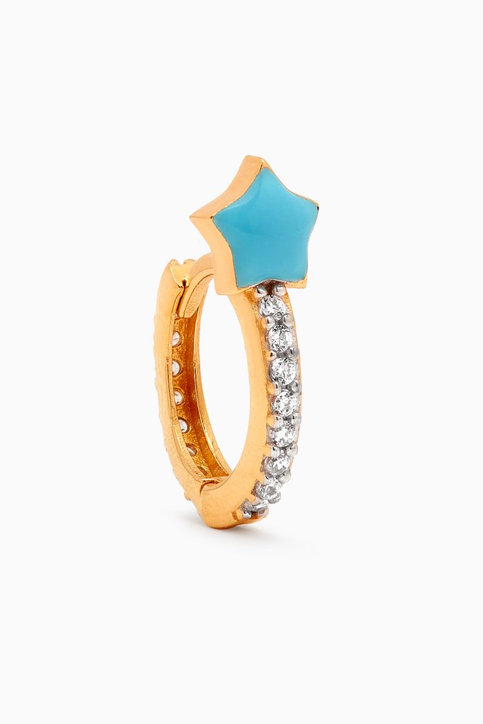 

Be A Star Single Hoop Earring in 24kt Gold-plated Sterling Silver, Blue