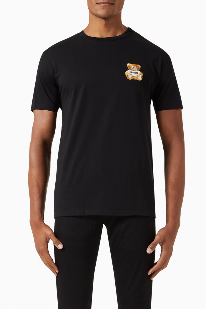 Teddy Patch T-shirt in Cotton Jersey, Black