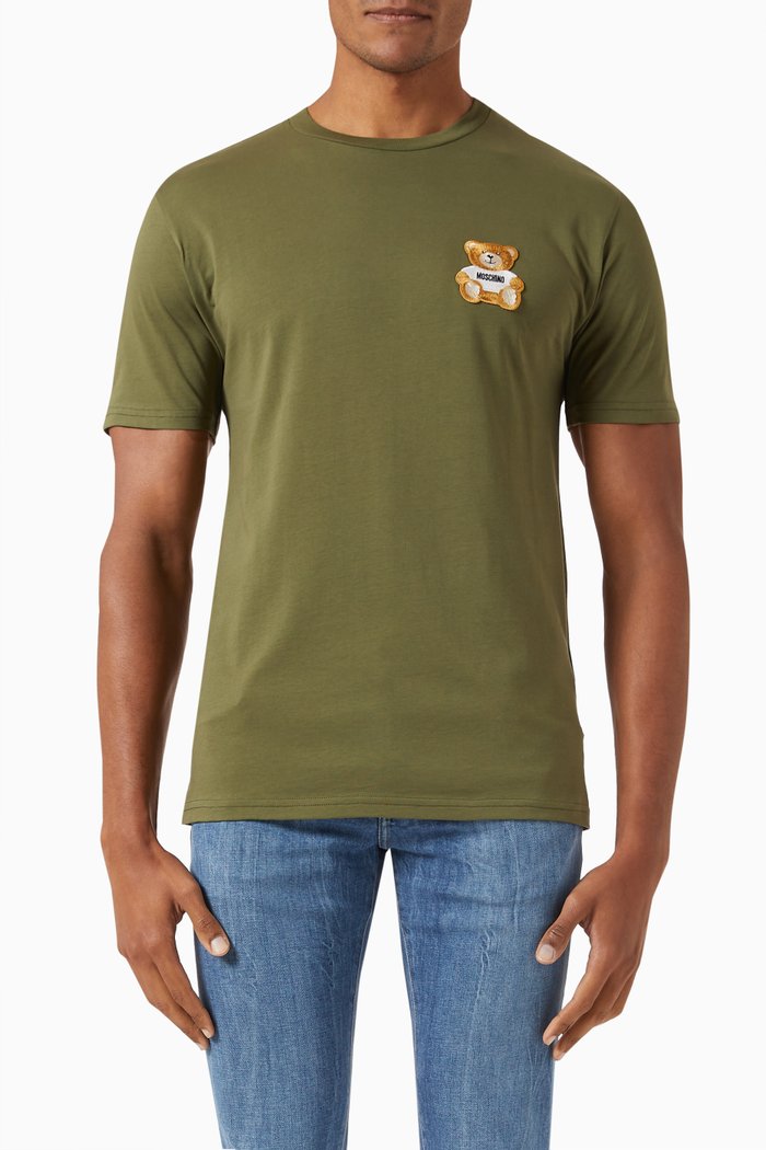 Teddy Patch T-shirt in Cotton Jersey, Green