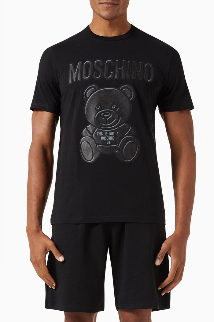 

Graphic Logo Print T-shirt in Cotton Jersey, Black