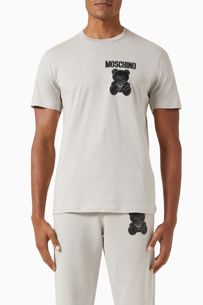 

Graphic Logo Print T-shirt in Cotton Jersey, Grey