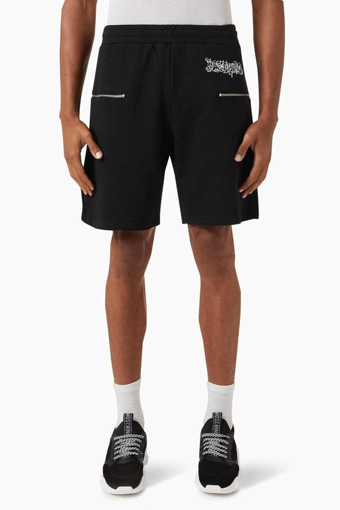 

New Wave Logo Shorts in Cotton, Black