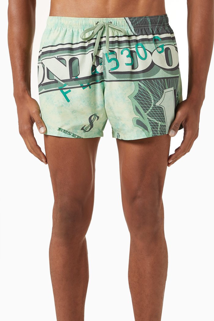 Dollars Print Swim Shorts in Nylon, Multicolour