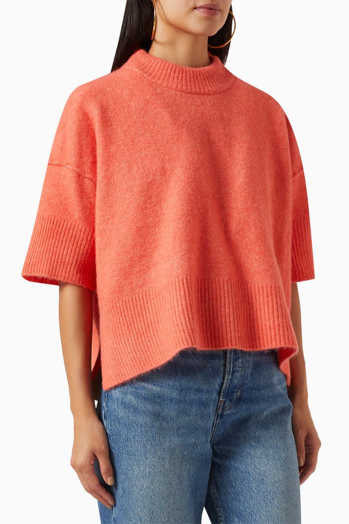 

Acacia Oversized Top in Wool-blend, Orange