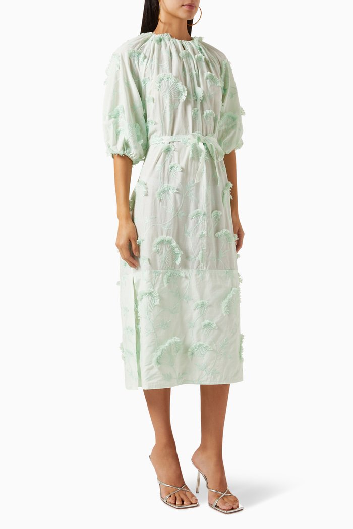 

Cristy Belted Dress in Cotton, Blue