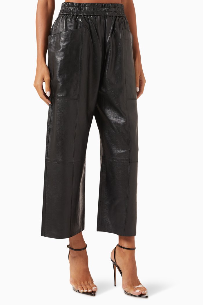 

Evan Cropped Pants in Leather, Black