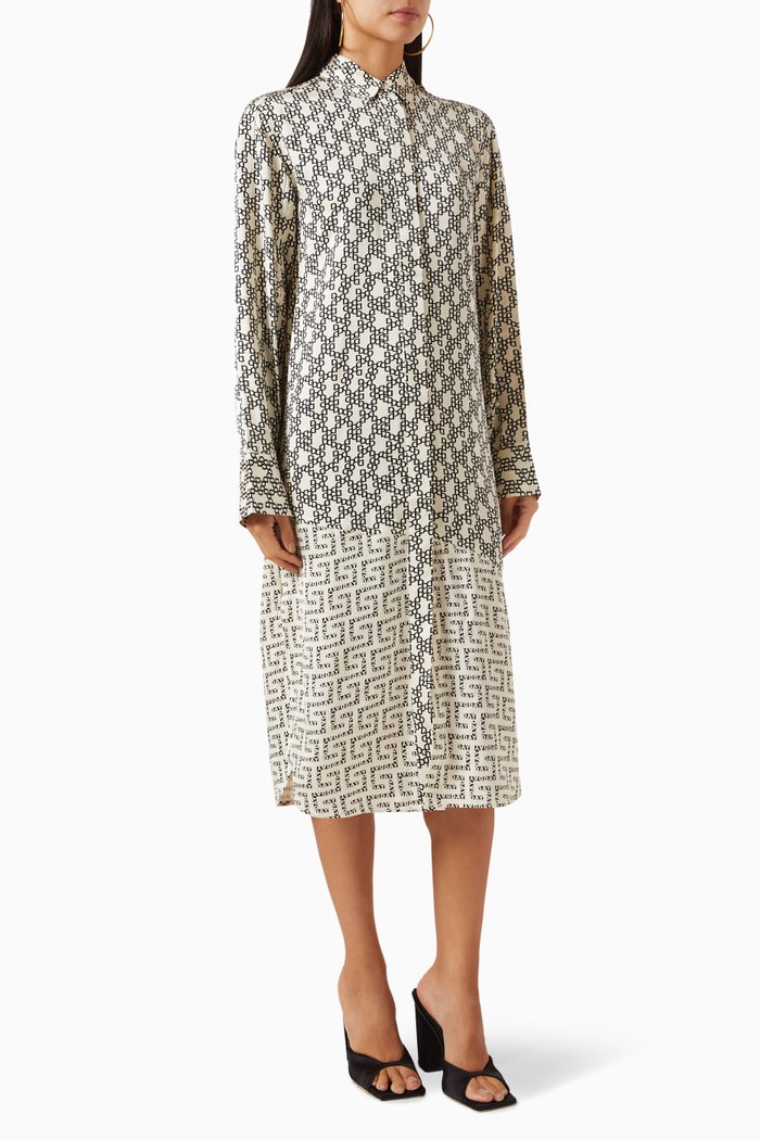 Levina Printed Dress in Viscose, Grey