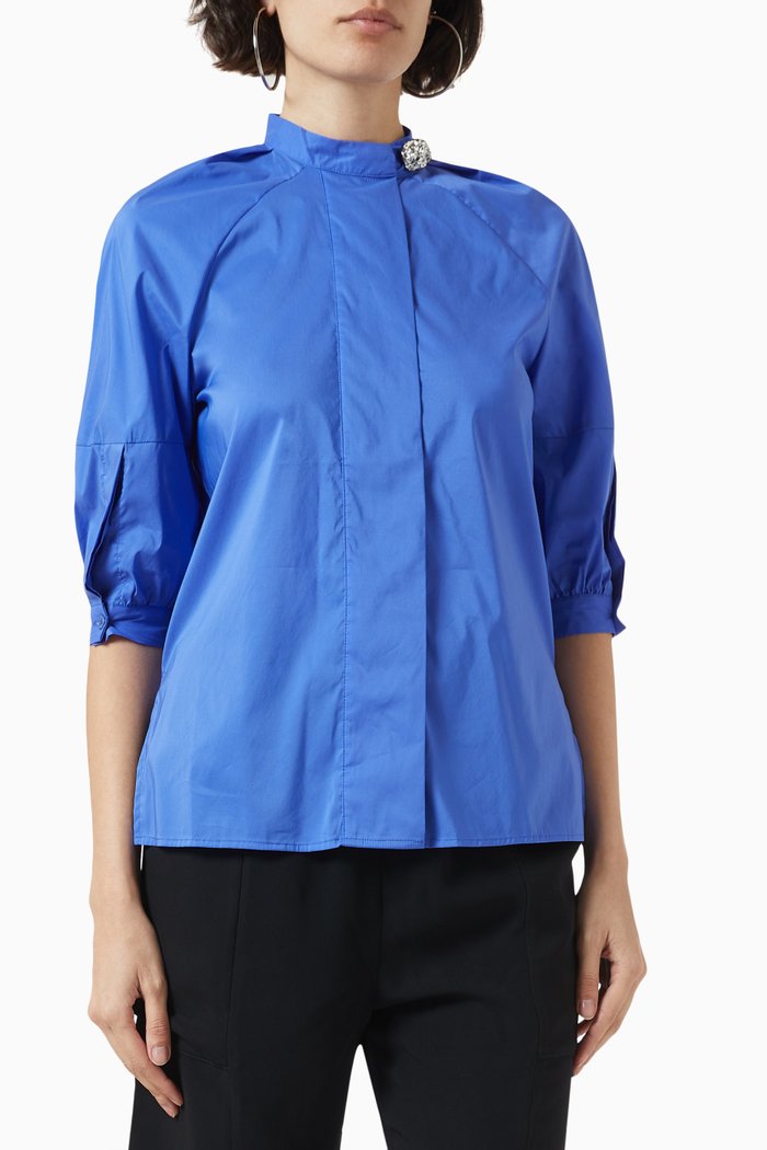 

Charlie Shirt in Stretch Cotton-poplin, Blue