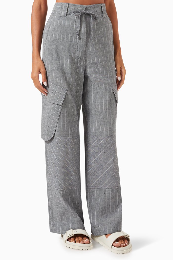 

Fred Pants in Summer Pinstripe Linen-cotton Blend, Black