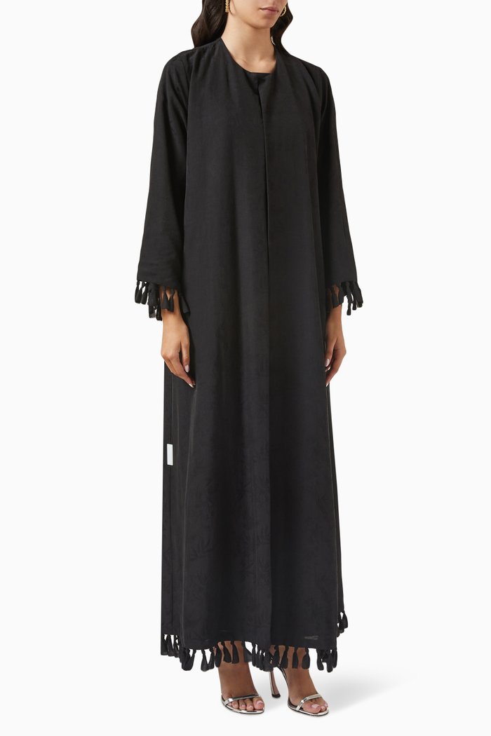 

Knotted Abaya in Cotton Organza, Black