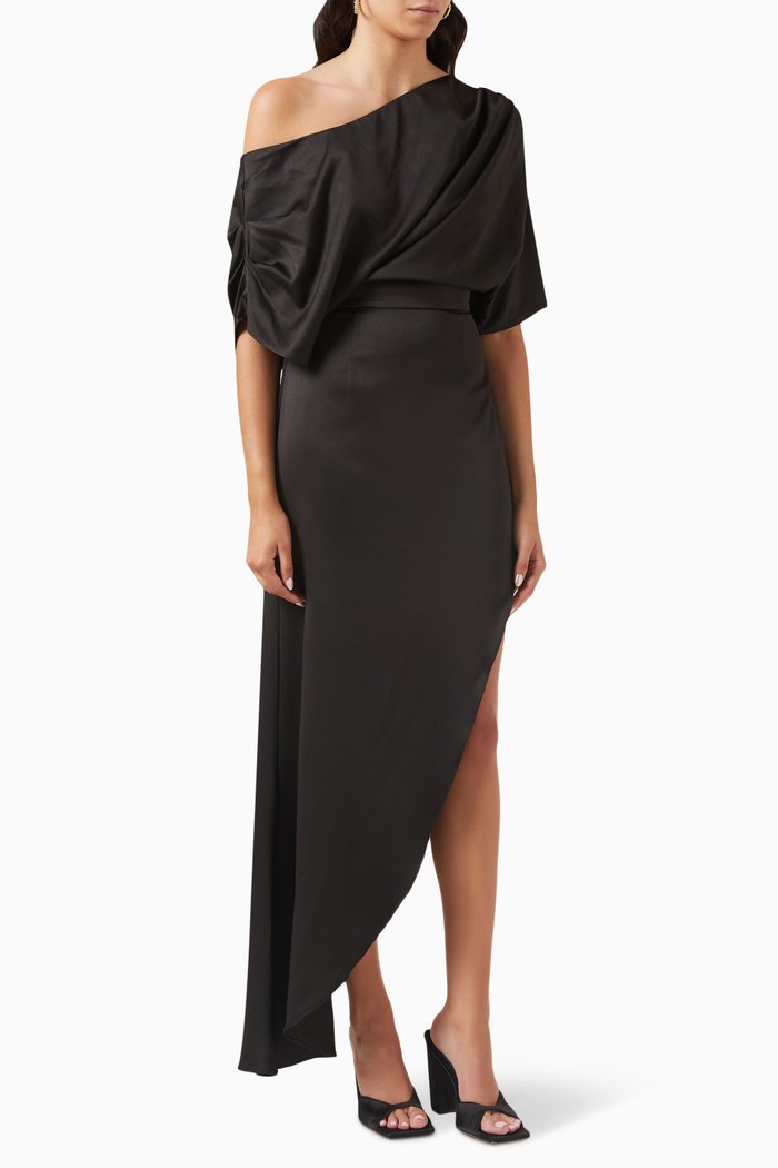 

Renders One-shoulder Gown, Black